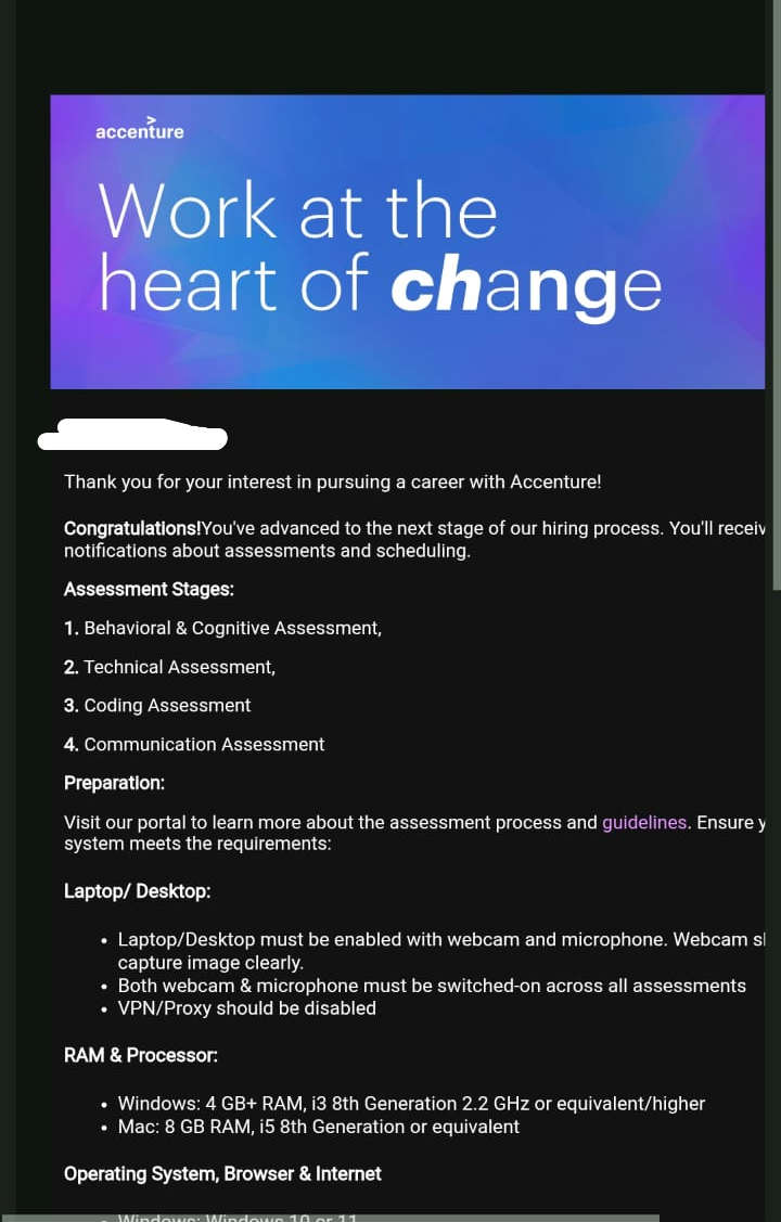 Accenture Official Recruitment Email